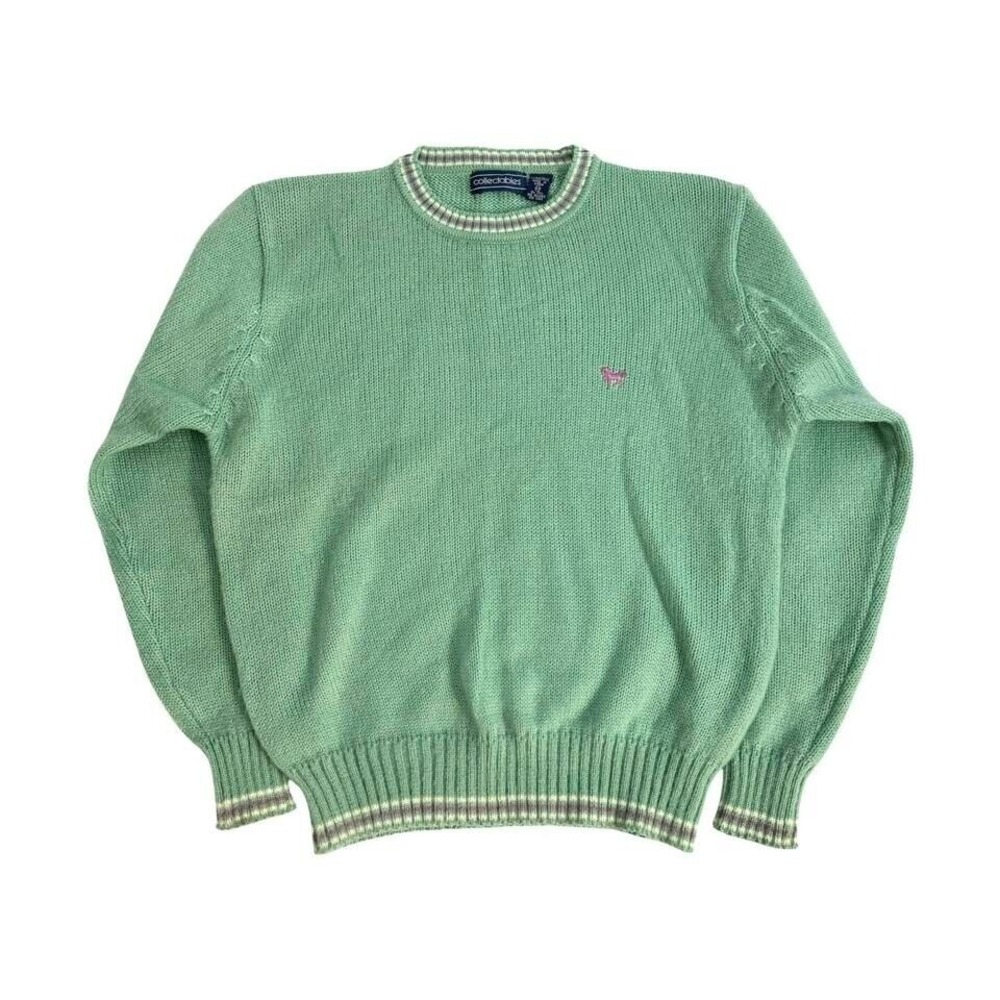 collectables vintage knit sweater size 42 embroidered horse mint pink white L